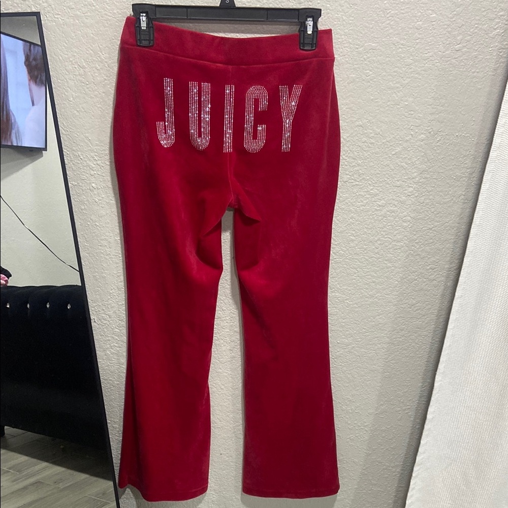 Juicy Couture Red Sweatpants with Rhinestone Detail